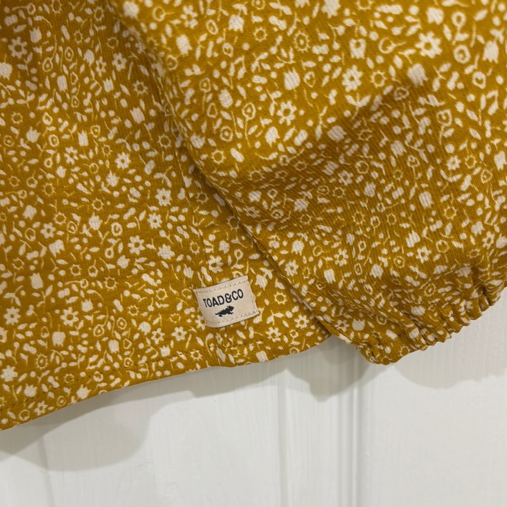 Toad &Co,  Yellow Boxy Bib Collar Blouse - Picture 3 of 5